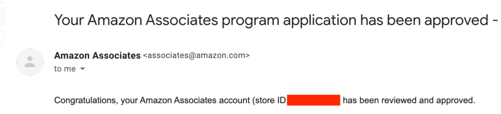 amazon associates program application has been approved